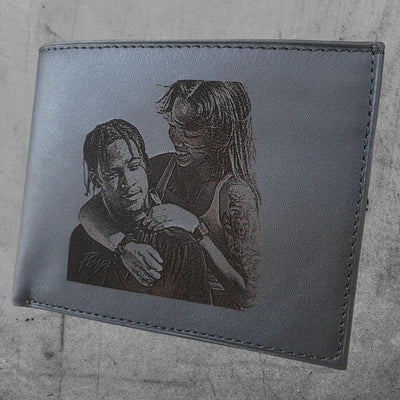 personalized leather wallet for men with photo engraving