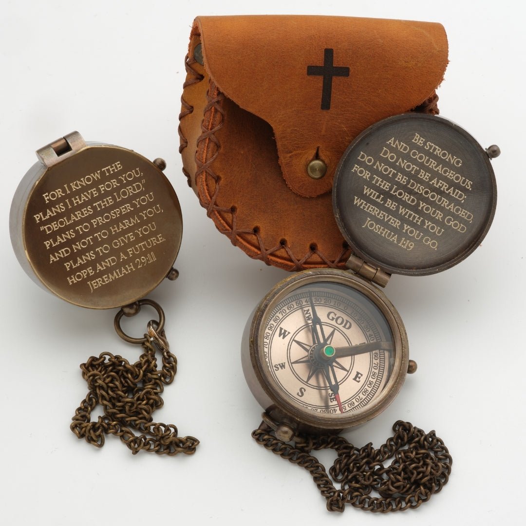 Personalized engraved baptism compass gift with custom message, name, or monogram – SFDizayn