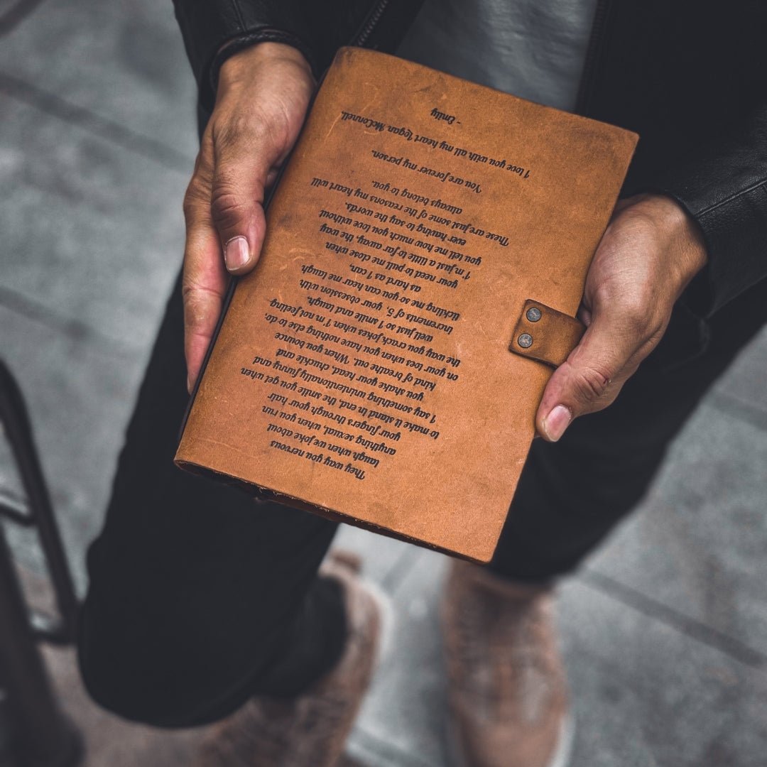 Personalized handmade leather journal notebook with custom engraving – SFDizayn