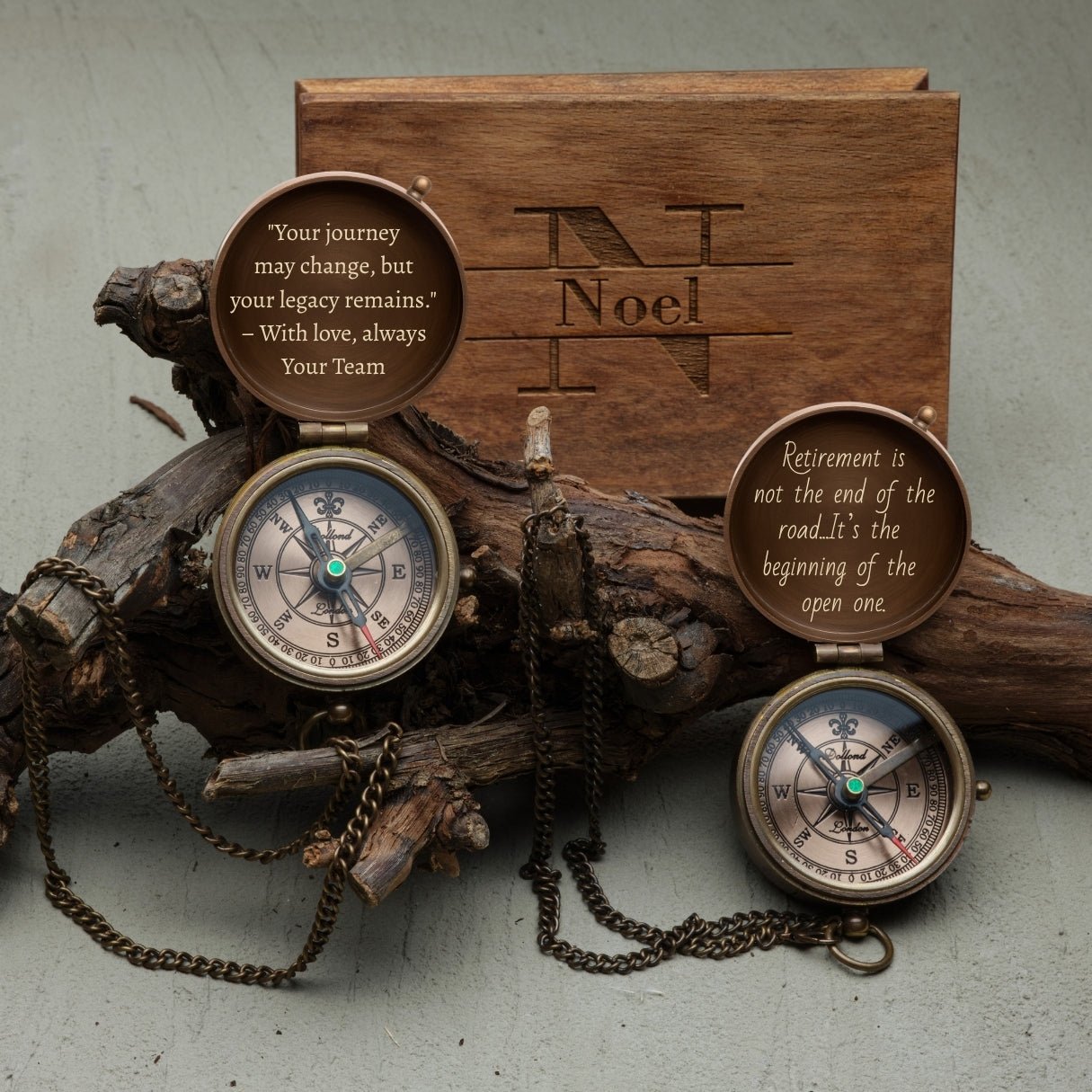 Custom engraved brass compass gift for men – personalized, handcrafted vintage pocket keepsake with mountain, moon, and stars design, perfect for son or grandson on graduation, retirement, or Father’s Day.