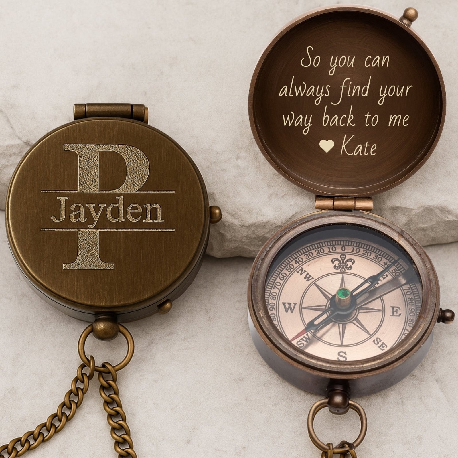 engraved compass gift for him
