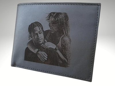 personalized mens leather photo wallet