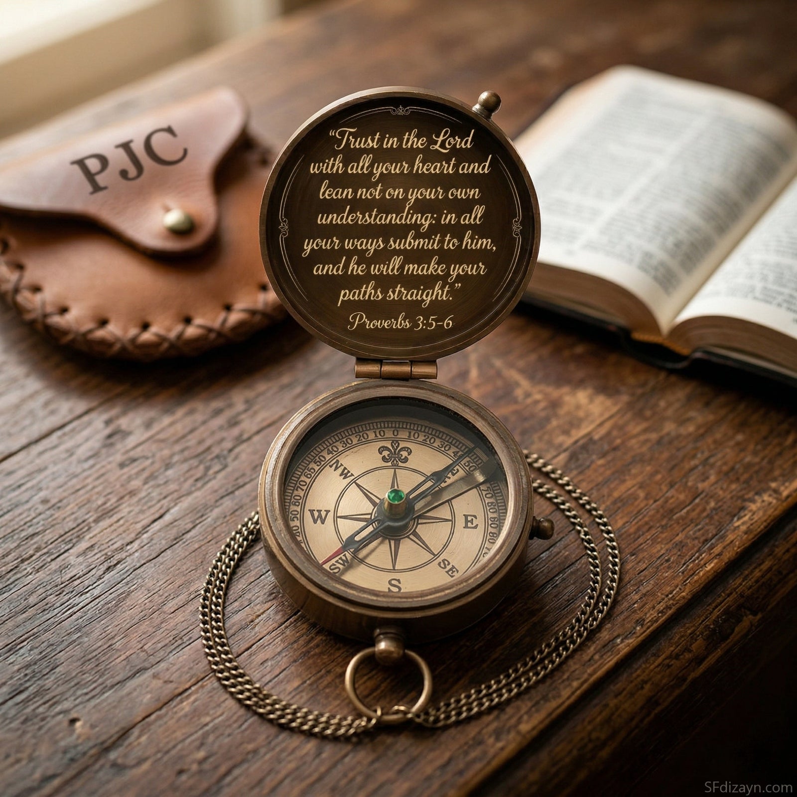 christian confirmation gift for girls engraved brass compass with cross and bible verse personalized