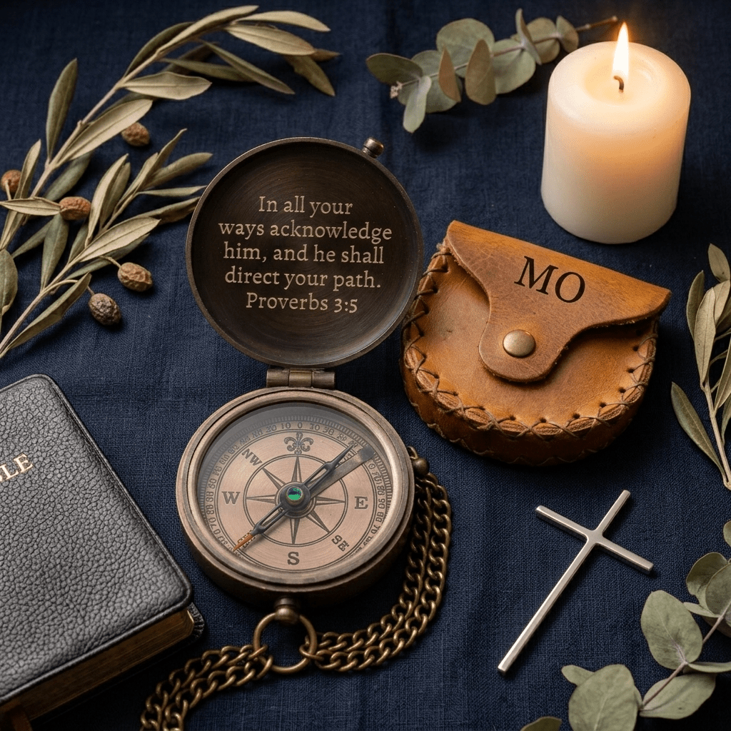 confirmation gifts for teen boys personalized engraved brass compass with cross and bible verse