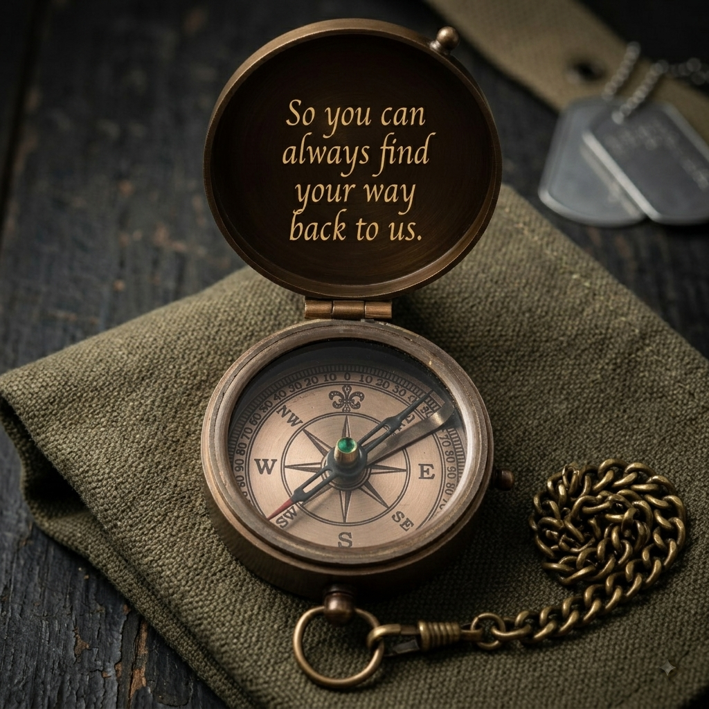 military graduation and promotion gifts personalized engraved brass compass for service member