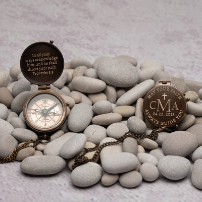 engraved compass gift for boys baptism first communion confirmation