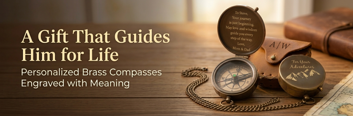 Personalized engraved brass compasses by SFdizayn