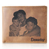 personalized genuine brown leather wallet for men with custom photo engraving