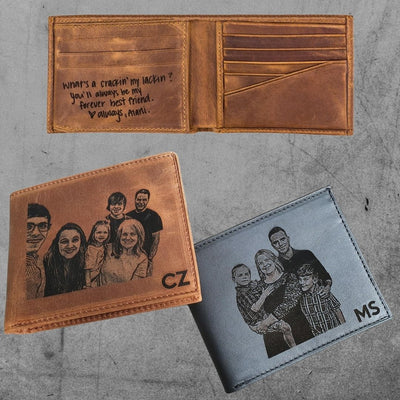 custom photo wallet gift for men brown