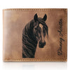 personalized genuine brown leather wallet for men with custom photo engraving