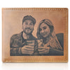 personalized genuine brown leather wallet for men with custom photo engraving