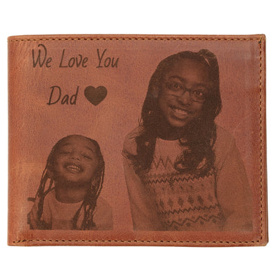 personalized leather wallet for men with custom photo engraving