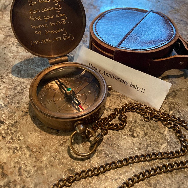 anniversary day gift engraved compass