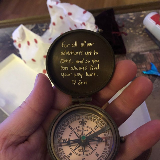 handwriting engraved custom compass