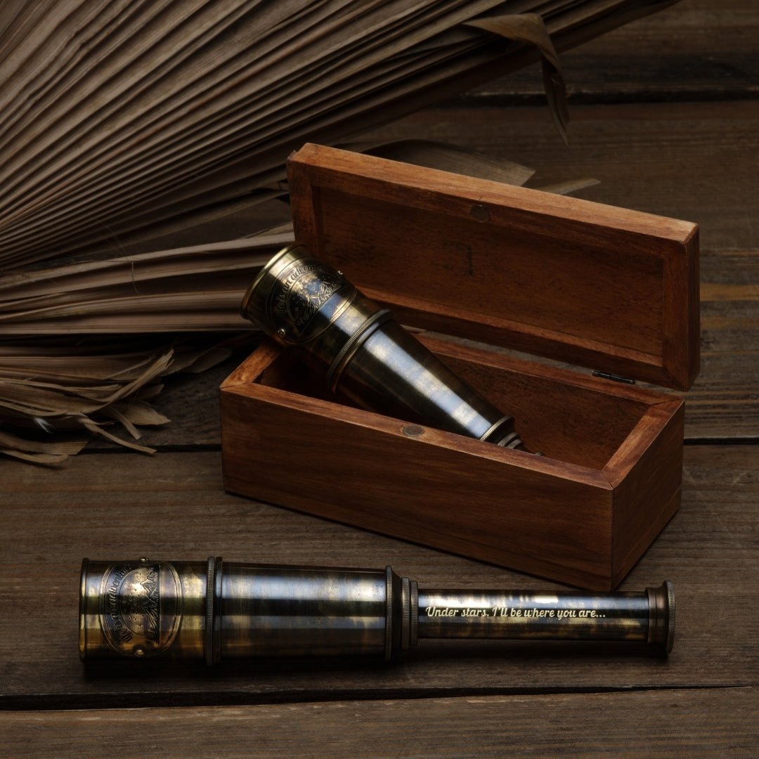Personalized engraved working brass spyglass telescope for kids and adults with custom engraving– SFDizayn
