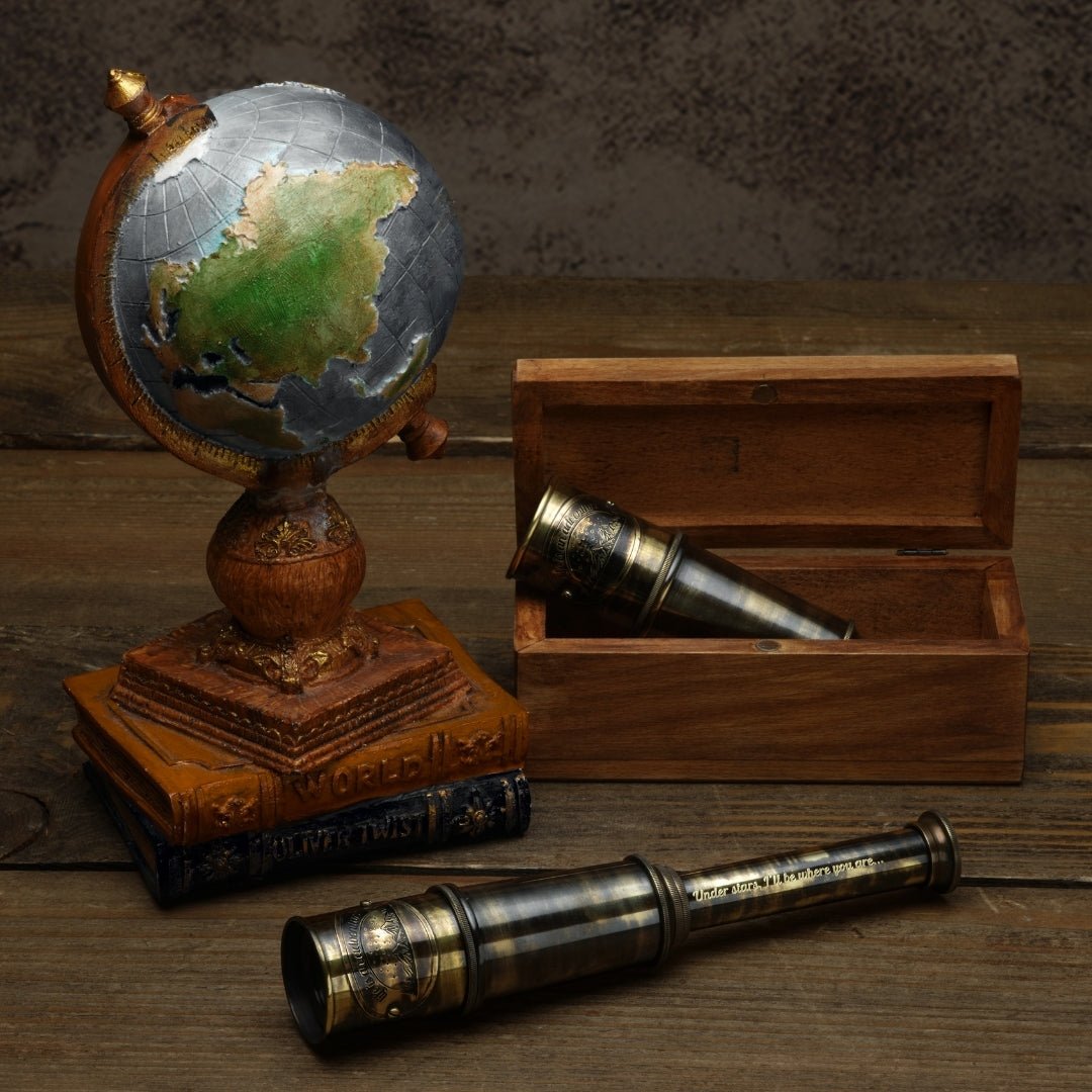 Personalized engraved working brass spyglass telescope for kids and adults with custom engraving– SFDizayn