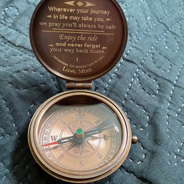 engraved compass gift for son