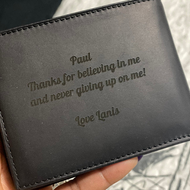 custom mens black genuine leather wallet