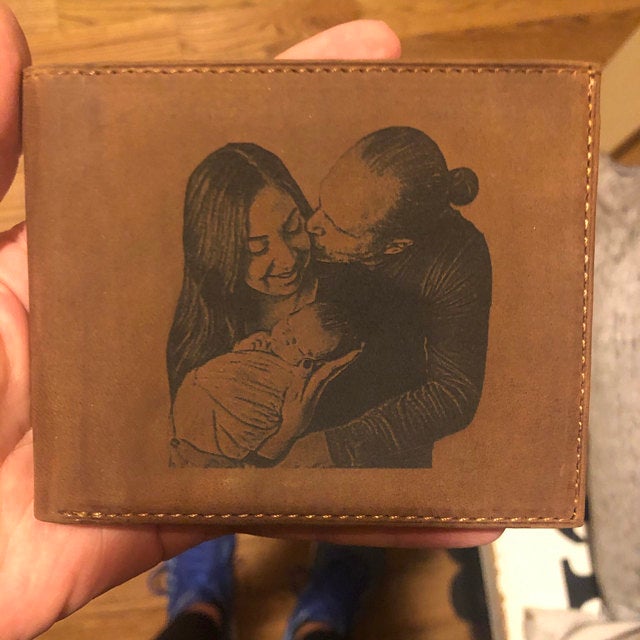brown mens photo wallet