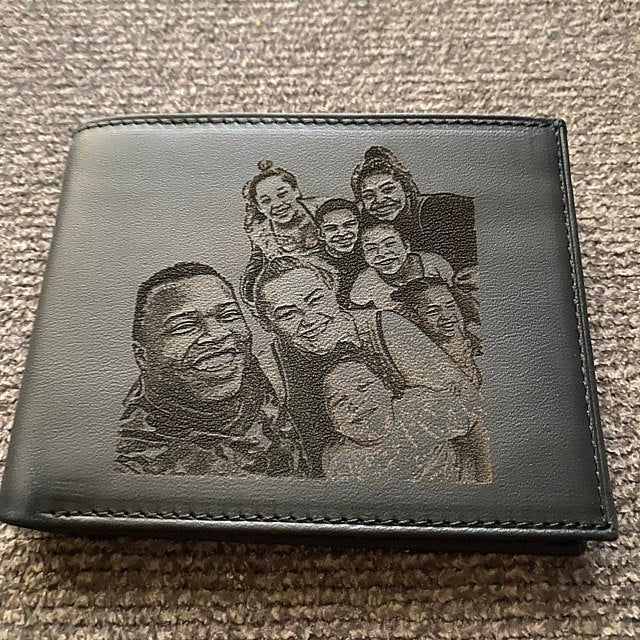 custom picture engraved leather mens wallet