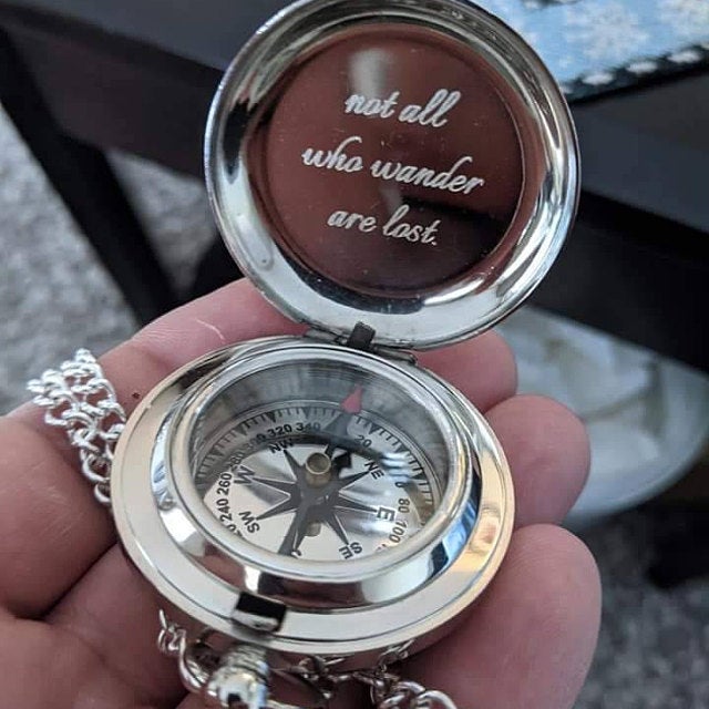 customized silver compass