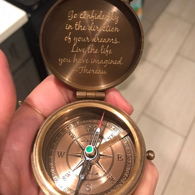 engraved custom working compass