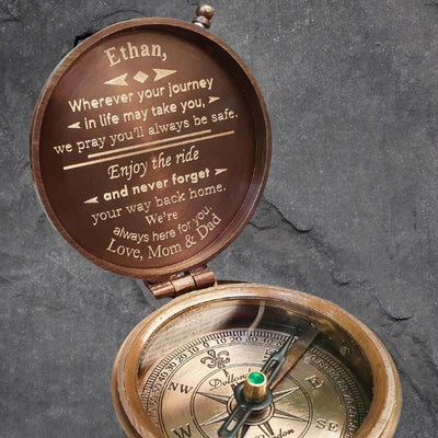 Personalized Handmade Working Brass Compass Gift for Men