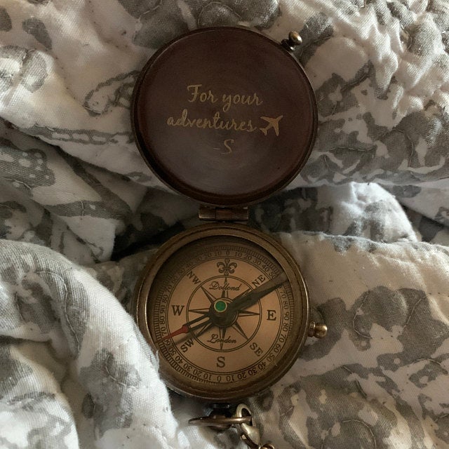 engraved working antique compass