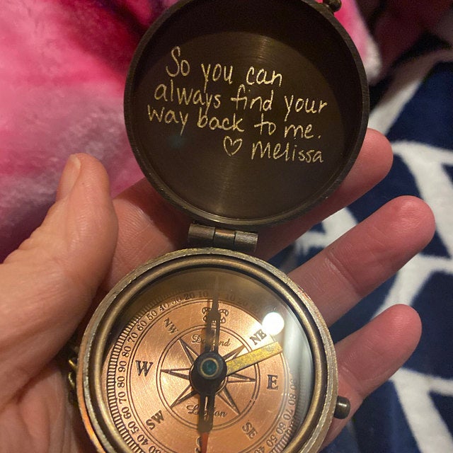 handwriting engraved working compass