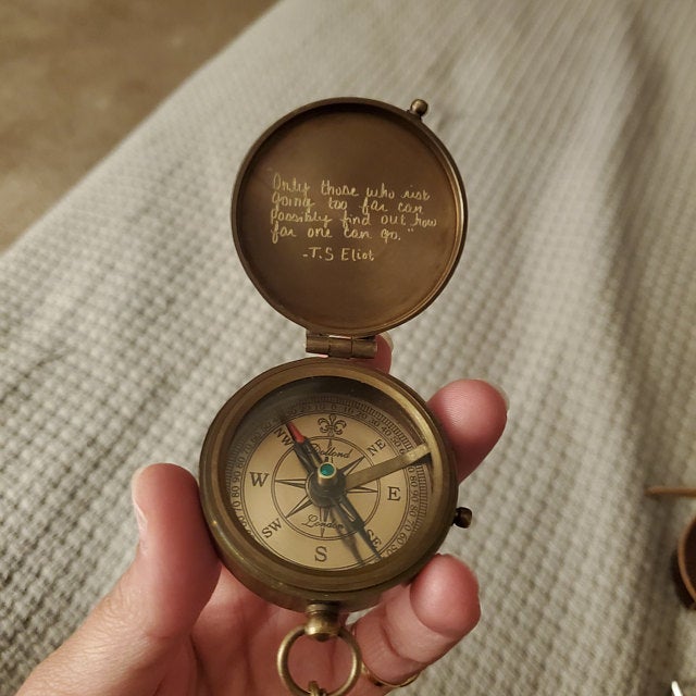 handwriting engraving custom compass