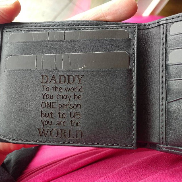 custom engraved mens wallet with daddy message