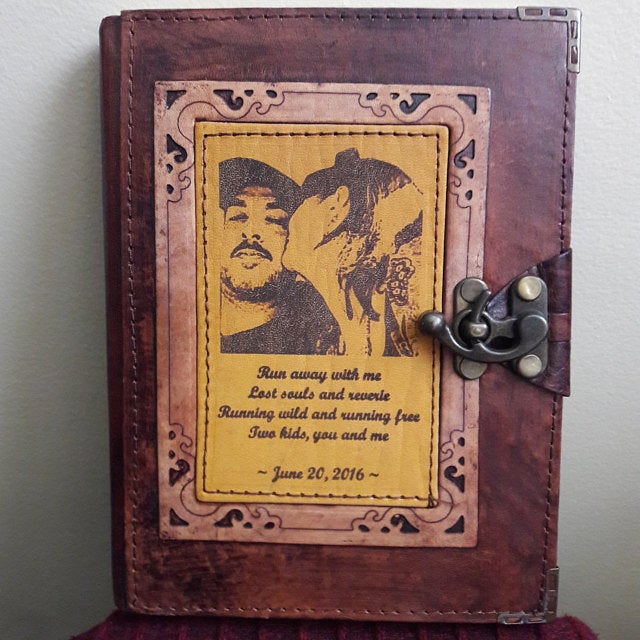 engraved leather journal