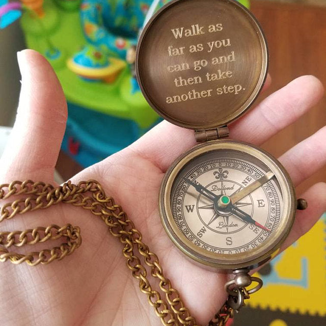 engraved working compass gift