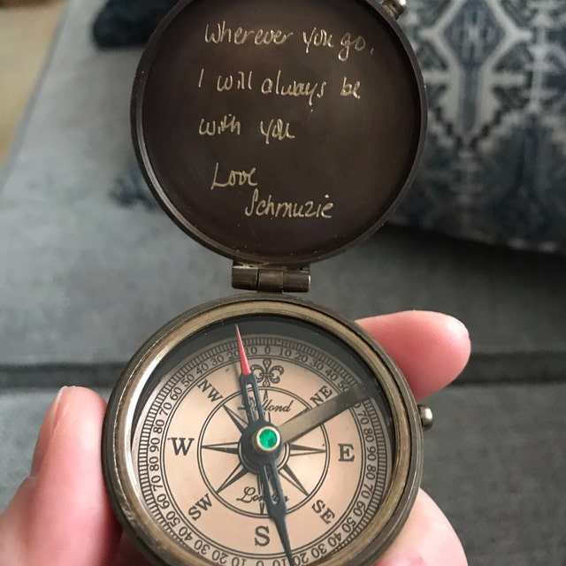 personalized engraved handmade brass compass gift