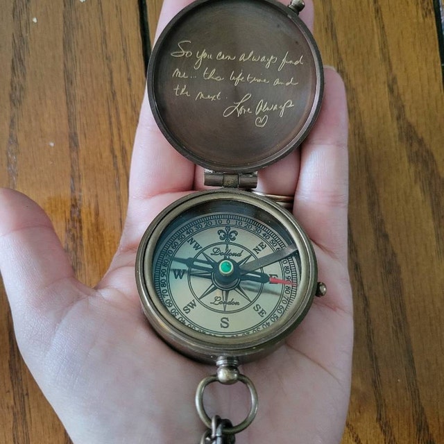 personalized engraved handmade brass compass gift