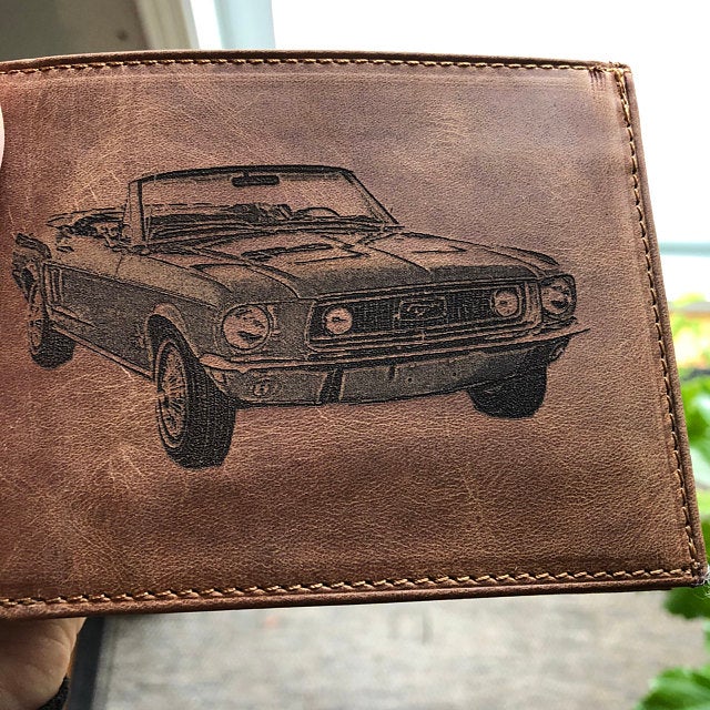 custom mens leather wallet brown