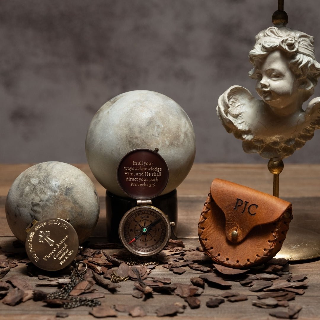 Personalized engraved baptism compass gift with custom message, name, or monogram – SFDizayn