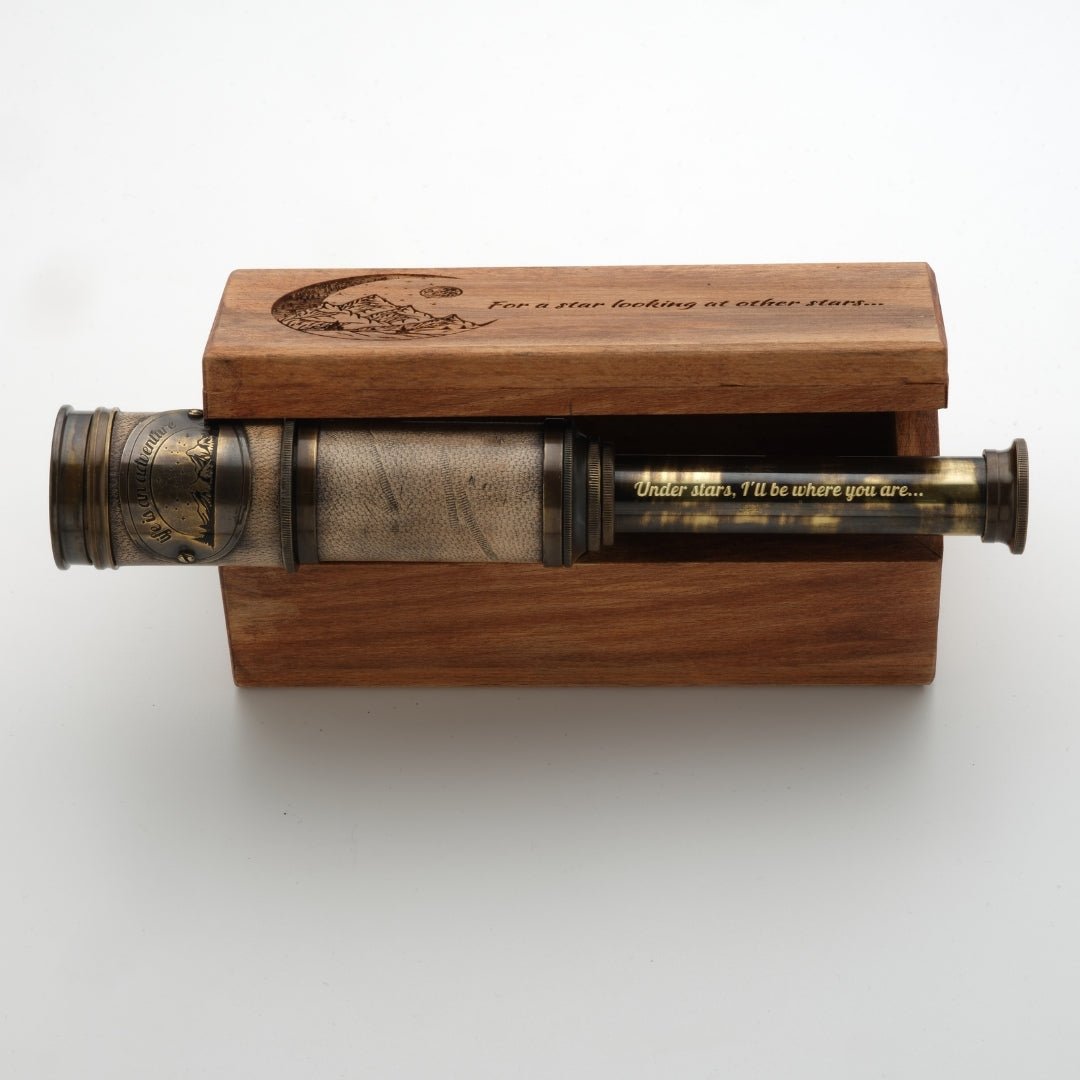 Personalized engraved working brass spyglass telescope for kids and adults with custom engraving– SFDizayn