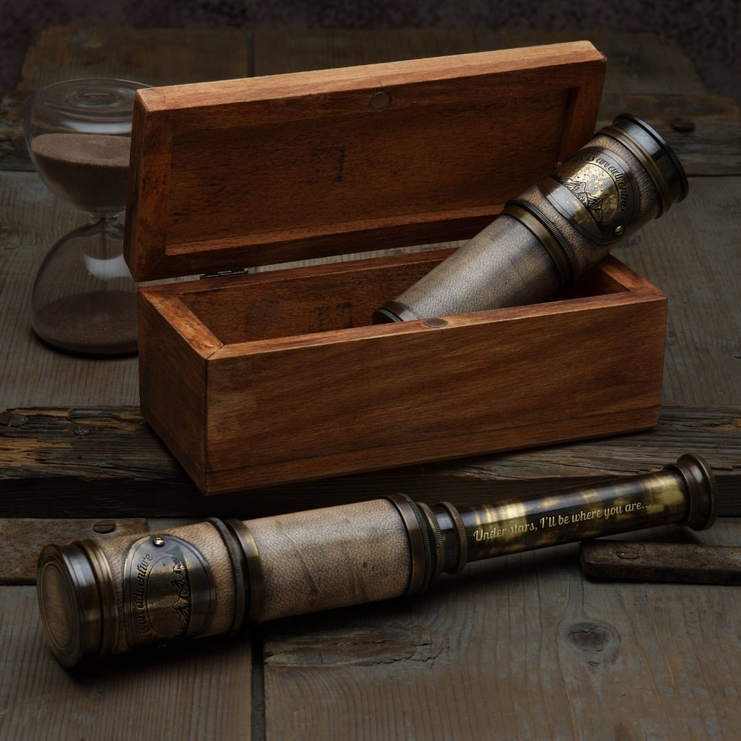 Personalized engraved working brass spyglass telescope for kids and adults with custom engraving– SFDizayn