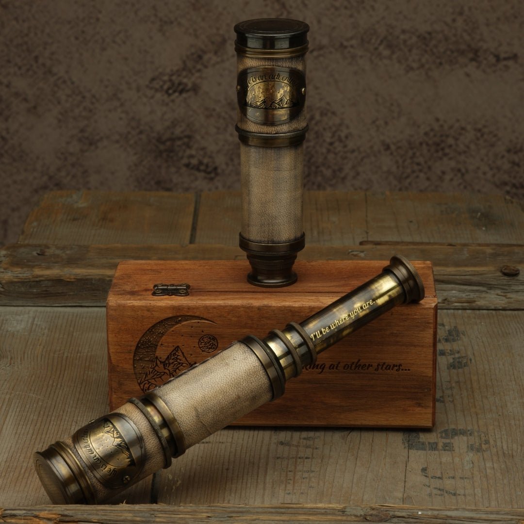Personalized engraved working brass spyglass telescope for kids and adults with custom engraving– SFDizayn