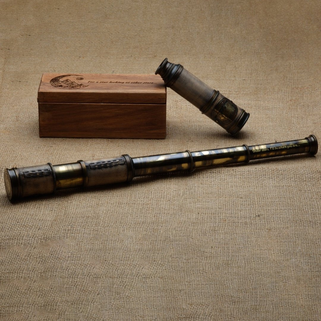 Personalized engraved working brass spyglass telescope for kids and adults with custom engraving– SFDizayn