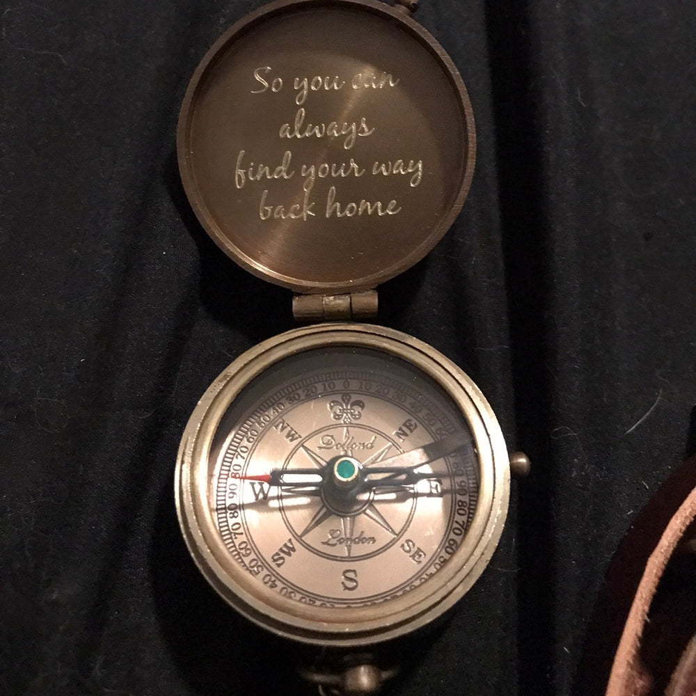 engraved compass so you can always find your way back home