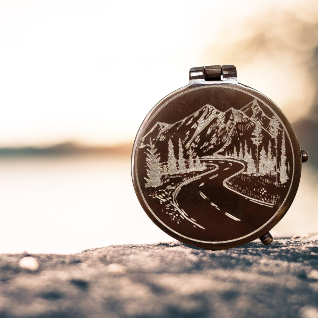 Personalized engraved brass compass with custom message, name, or photo – SFDizayn