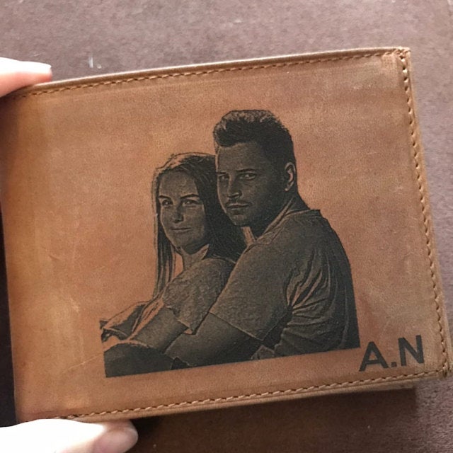brown mens leather wallet customized