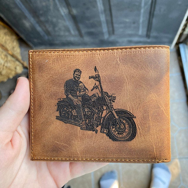 custom engraved mens photo wallet