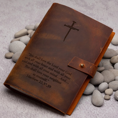 Personalized handmade leather journal notebook with custom engraving – SFDizayn