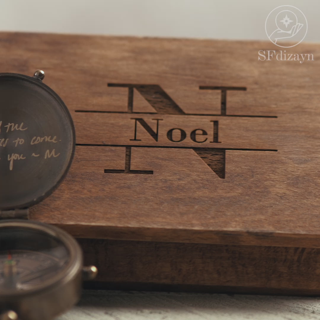 Personalized engraved brass compass with custom message, name, or photo – SFDizayn