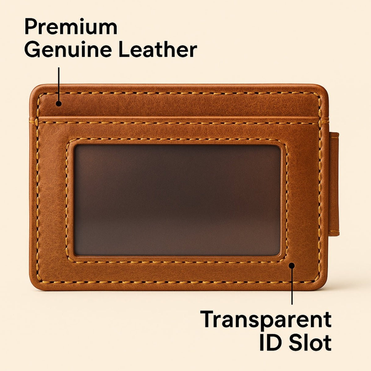 Genuine leather designer card holder for men — a small, slim money clip wallet with custom engraving, ID window, strong magnetic closure, and photo or initial personalization, perfect for front pocket use with a minimalist, ultraslim build.