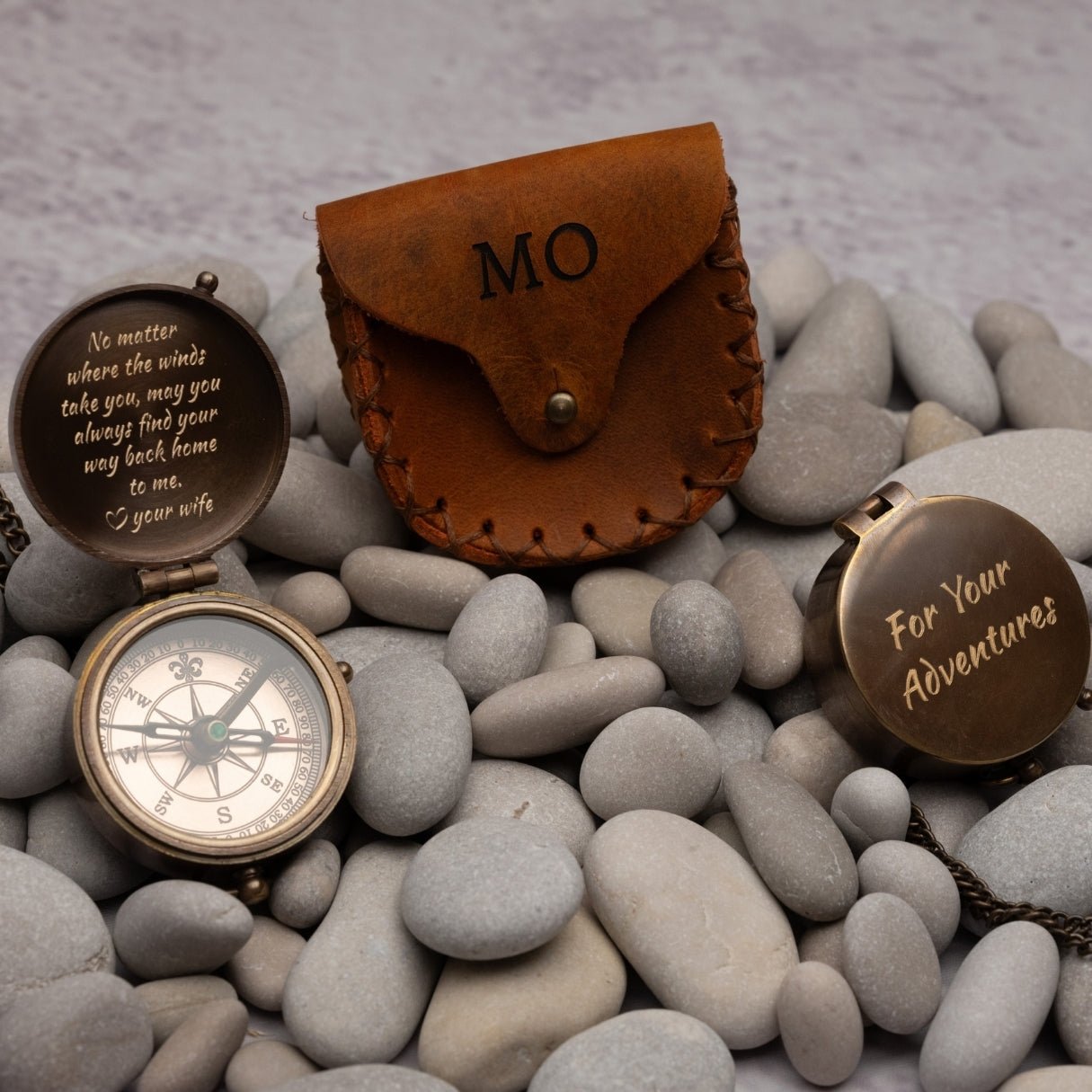 Handcrafted vintage compass for men – engraved and custom personalized with monogram, photo, or name; meaningful brass gift for retirement, birthday, or special occasions like Valentine’s Day or Father’s Day.