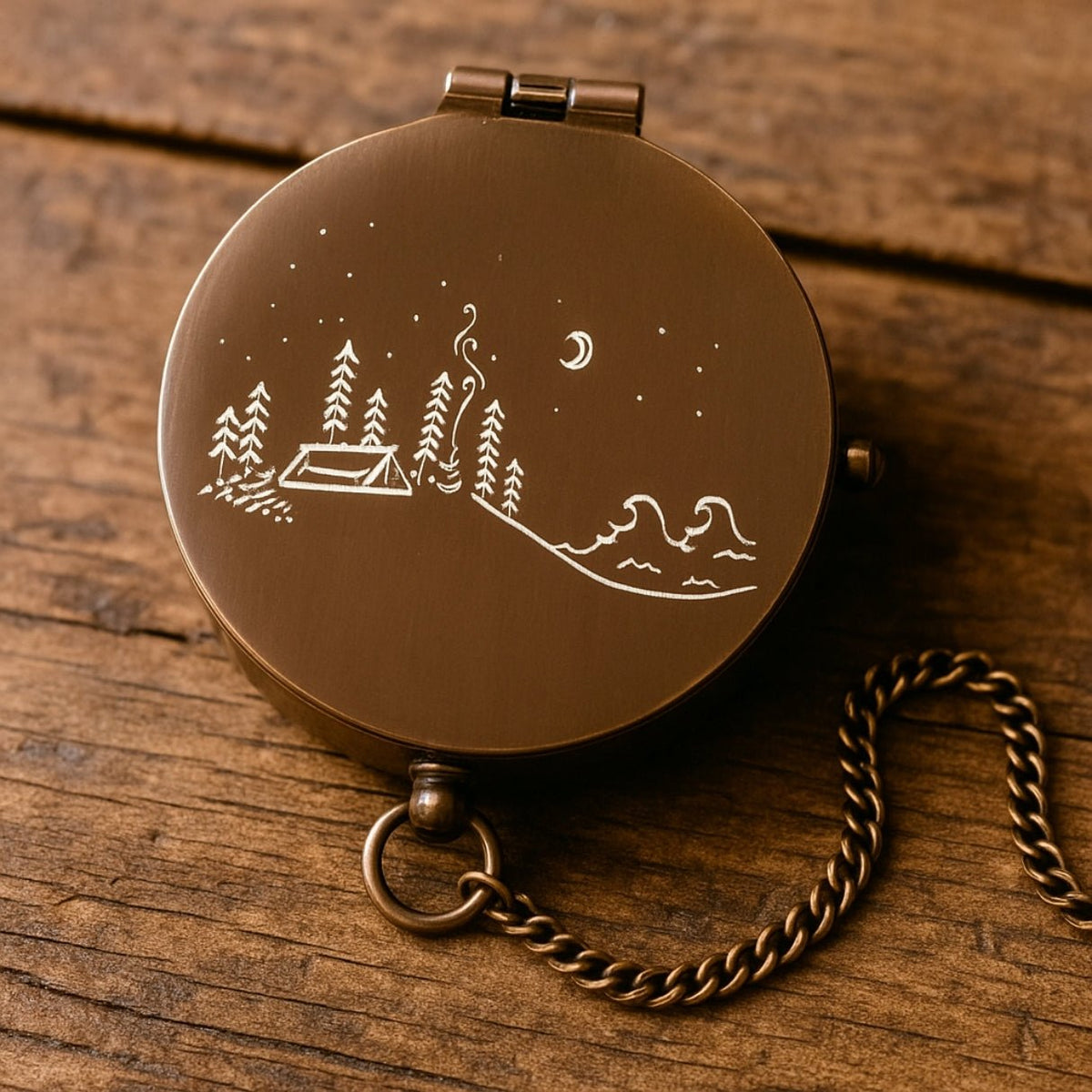 Handcrafted vintage compass for men – engraved and custom personalized with monogram, photo, or name; meaningful brass gift for retirement, birthday, or special occasions like Valentine’s Day or Father’s Day.